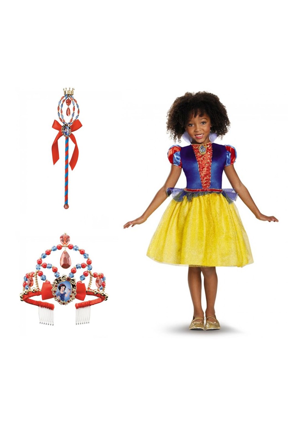 Kids Snow White Dress Costume Wand And Tiara Kit